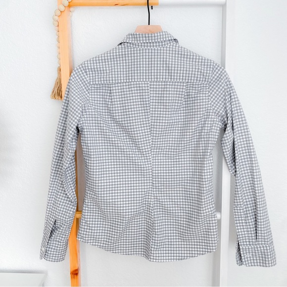 Frank & Eileen Barry Gingham Button Down Shirt Top Gray White 100% Cotton Plaid - Picture 2 of 15